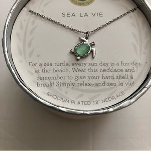 Spartina turtle necklace 18” with teal stone